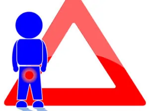 Hodenschmerzen Warnschild