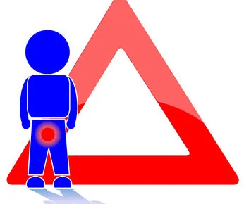 Hodenschmerzen Warnschild